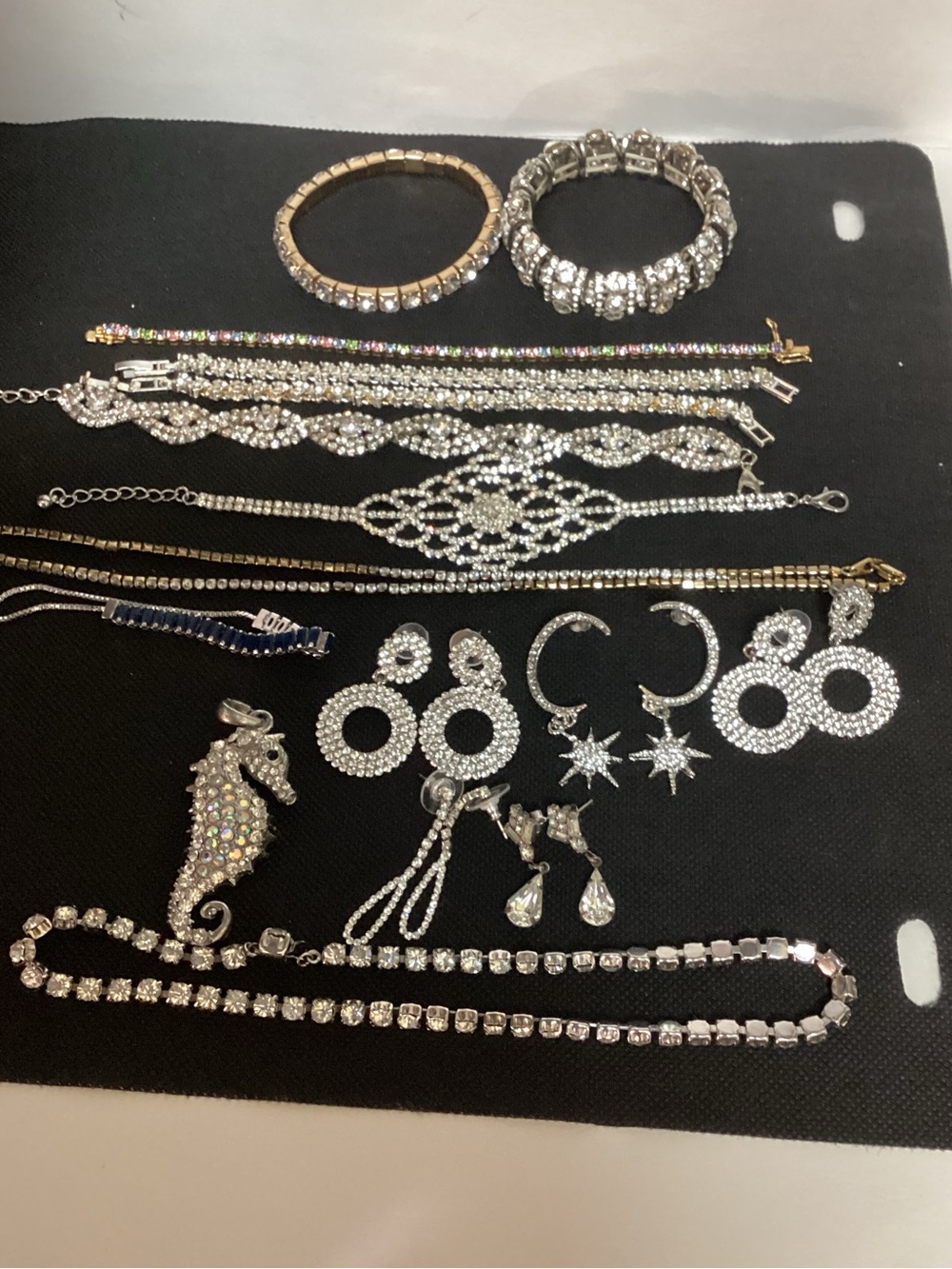 Vintage & New Bling Bling Rhinestone And Silvertone Jewelry Lot! View 3